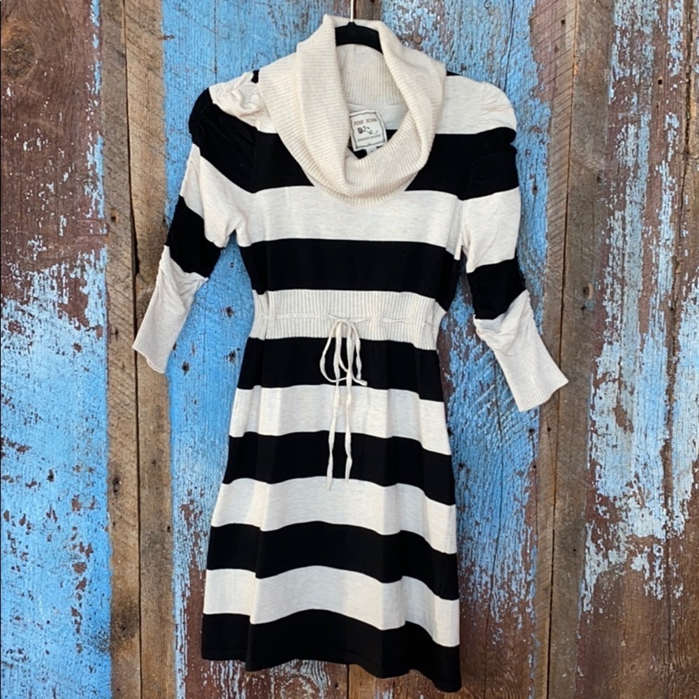 Pink Rose Cream & Black Striped Sweater Dress Size S